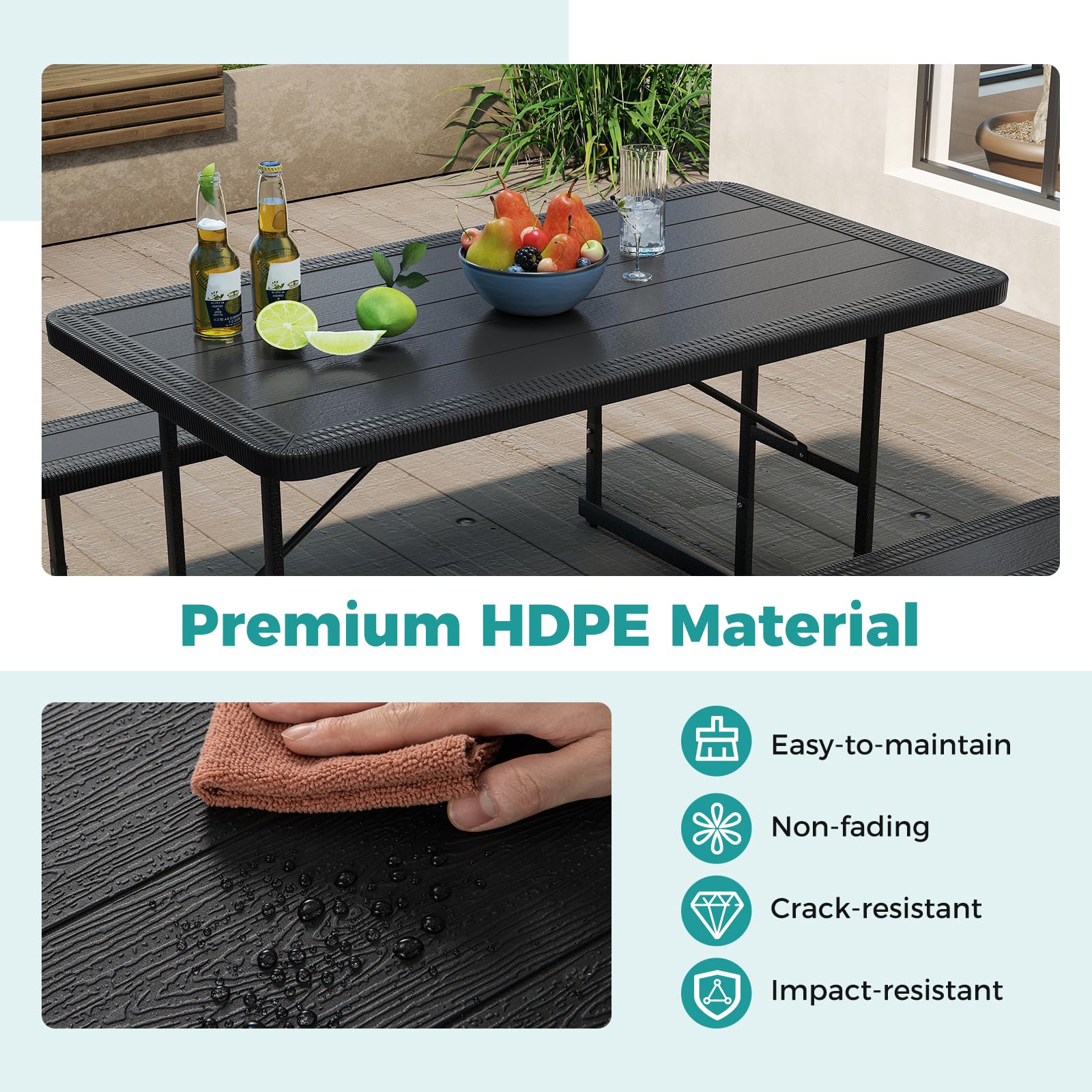 Giantex Picnic Table Bench Set for 4 People