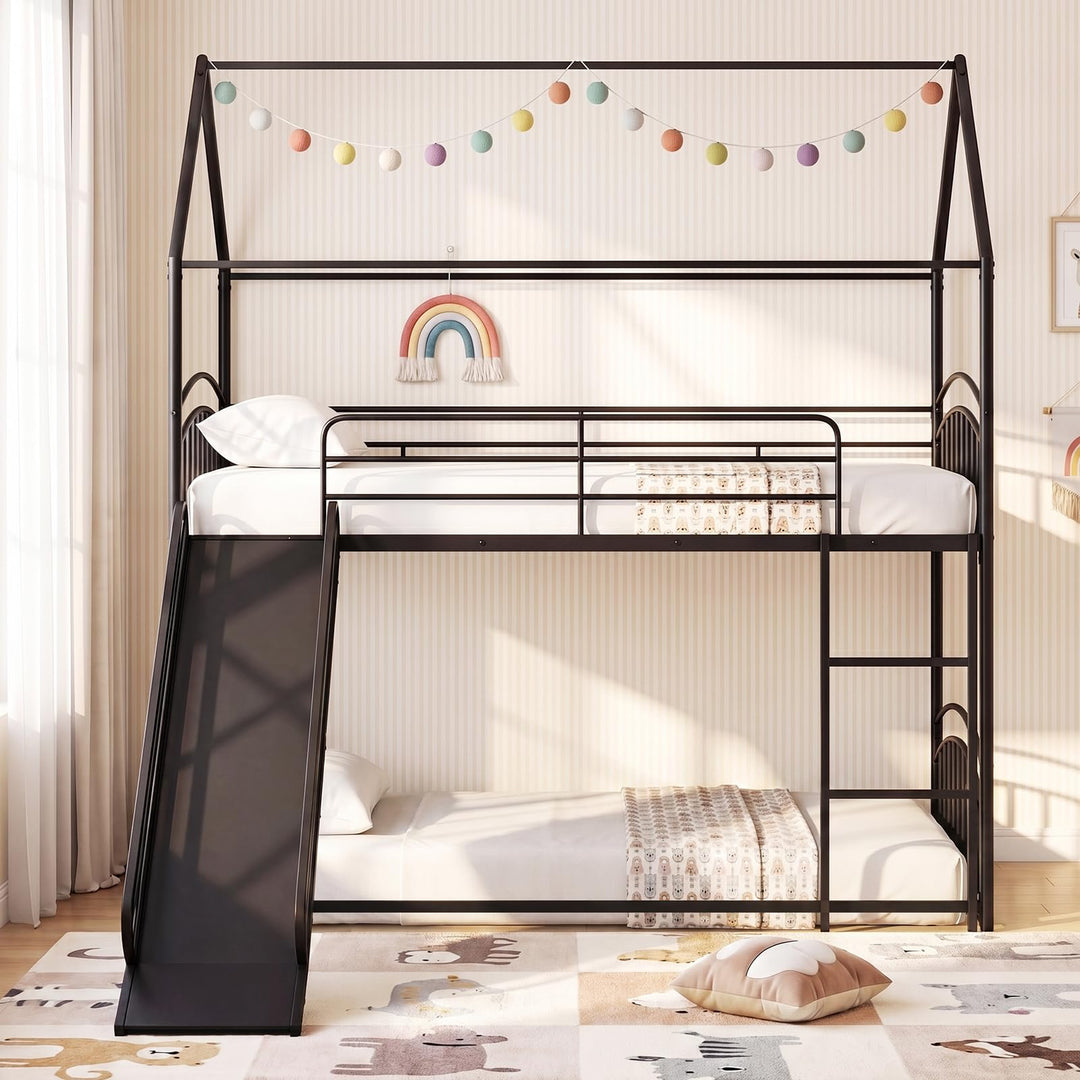 Giantex Twin Over Twin Bunk Bed with Slide &amp; Ladder for Boys Girls