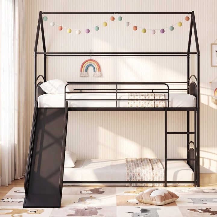 Giantex Twin Over Twin Bunk Bed with Slide &amp; Ladder for Boys Girls