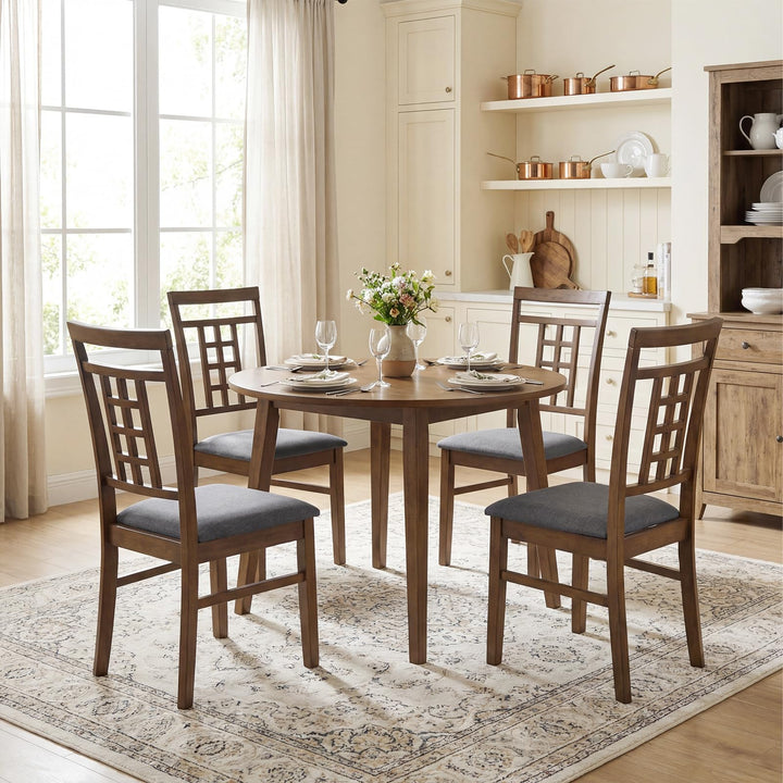 Giantex Farmhouse Kitchen Chairs with Upholstered Cushioned Seat and Lattice Back