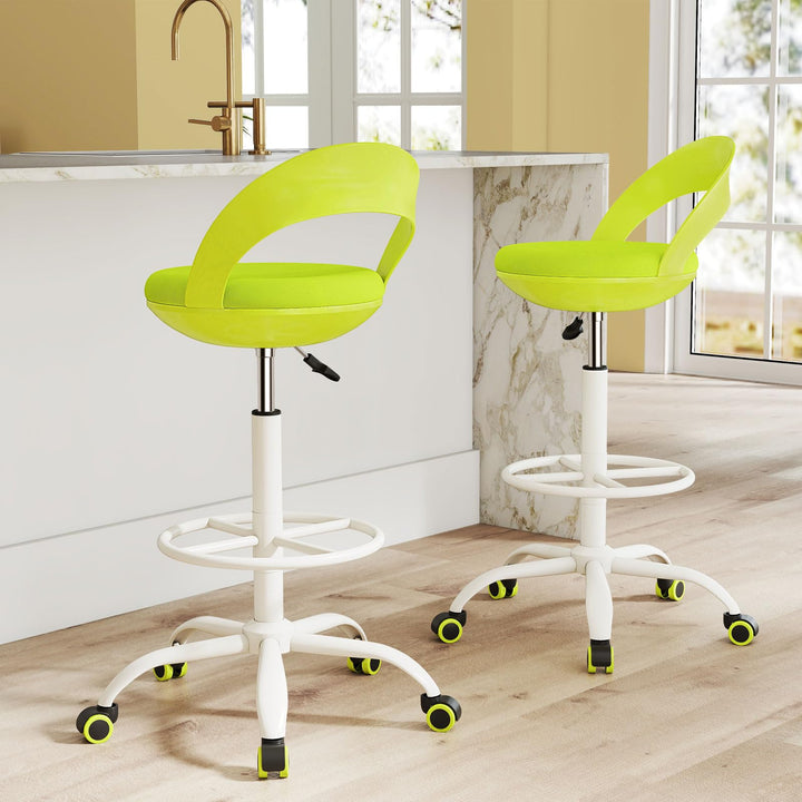 Giantex Drafting Chair with Back Ergonomic Rolling Stool with Footrest
