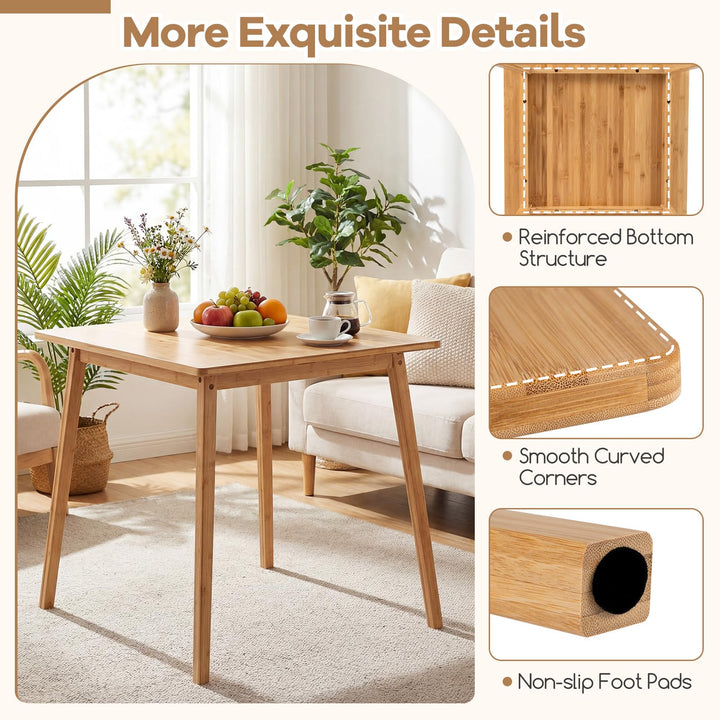 Giantex 27.5-Inches Bamboo Dining Table for 2-4