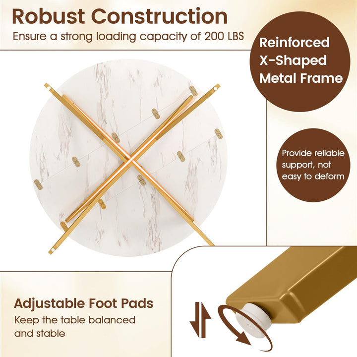 Giantex Folding Dining Table for 4-6 People 47" Round Drop Leaf Table with Metal Frame