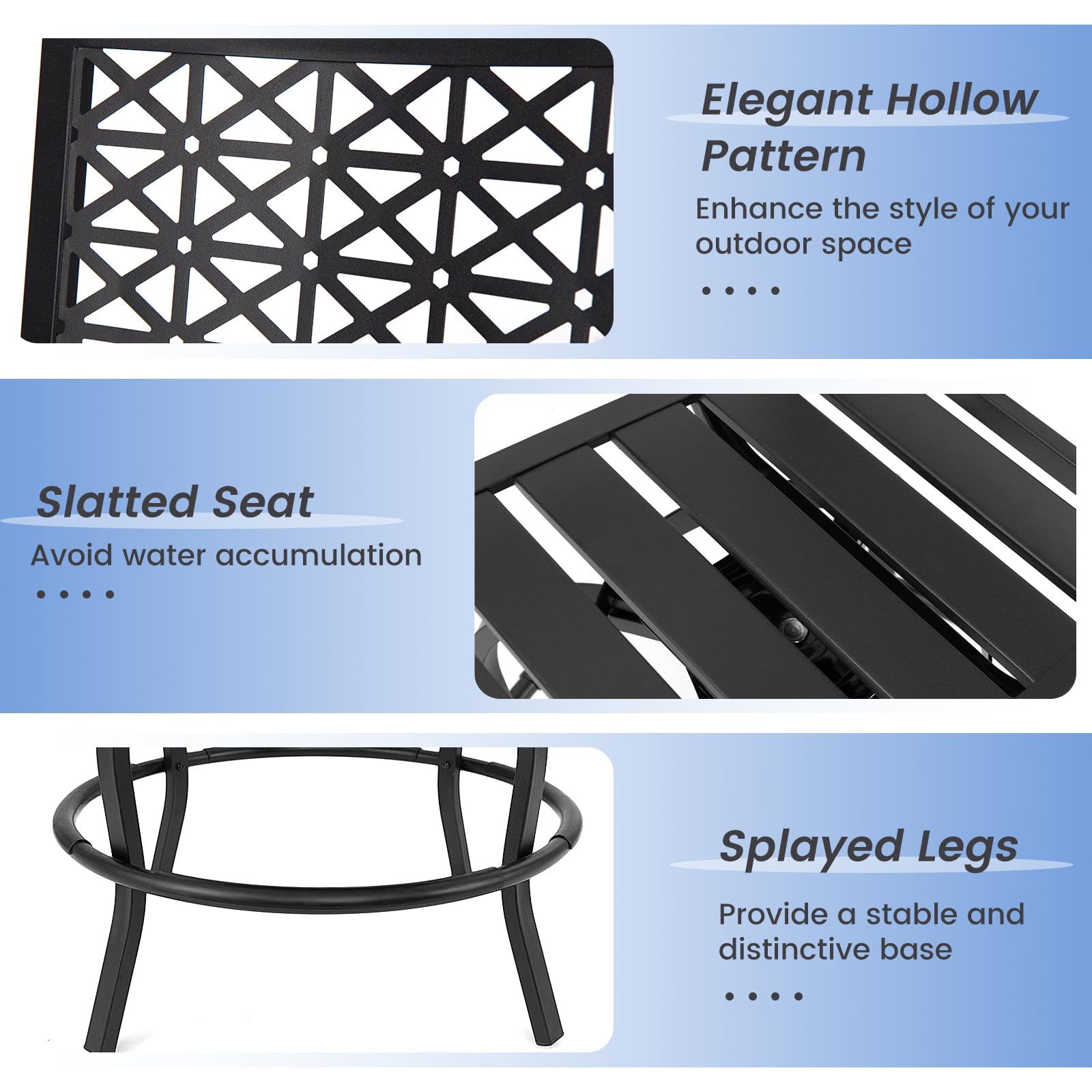 Giantex Outdoor Bar Stools, Metal Patio Bar Chairs with Cushion & Lumbar Pillow