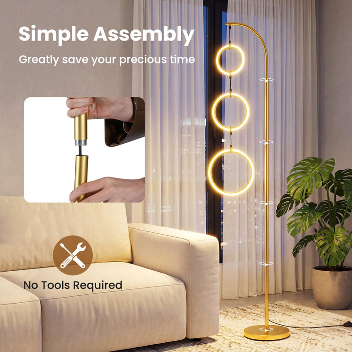 Giantex 71'' Modern 3-Ring LED Floor Lamp
