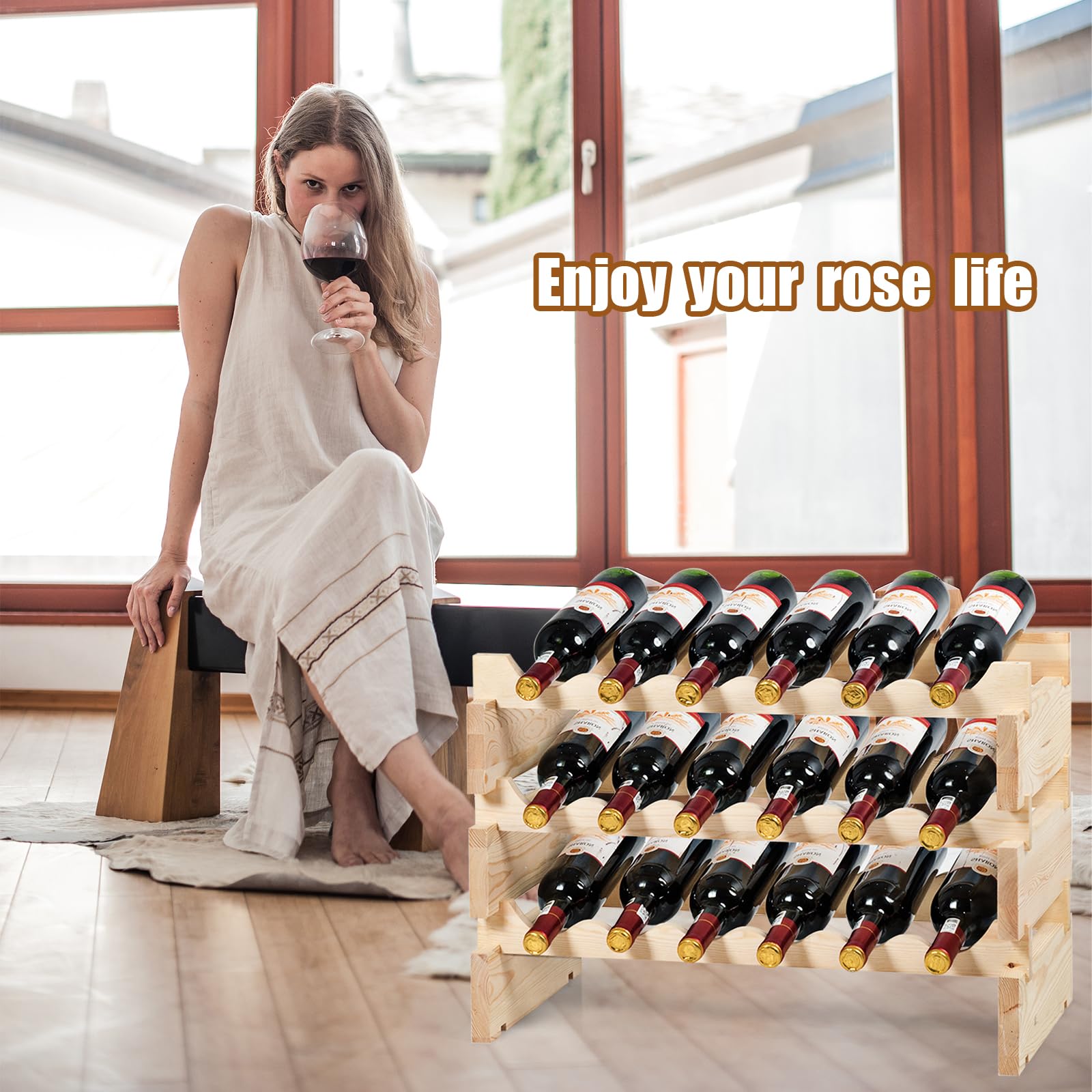 Giantex 36 Bottle Modular Wine Rack, 6 Tier Wine Display Shelves 25 L X 11 W X 33.5 H inch