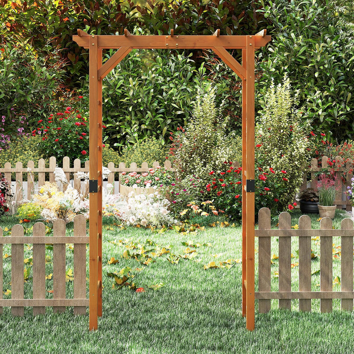 Giantex 7FT Wood Garden Arbor Trellis for Ceremony Party