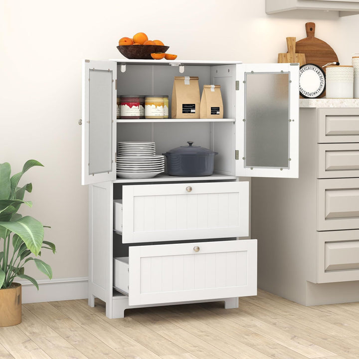 Giantex Bathroom Tall Pantry Cabinet Storage Cabinet with 2 Large Drawers