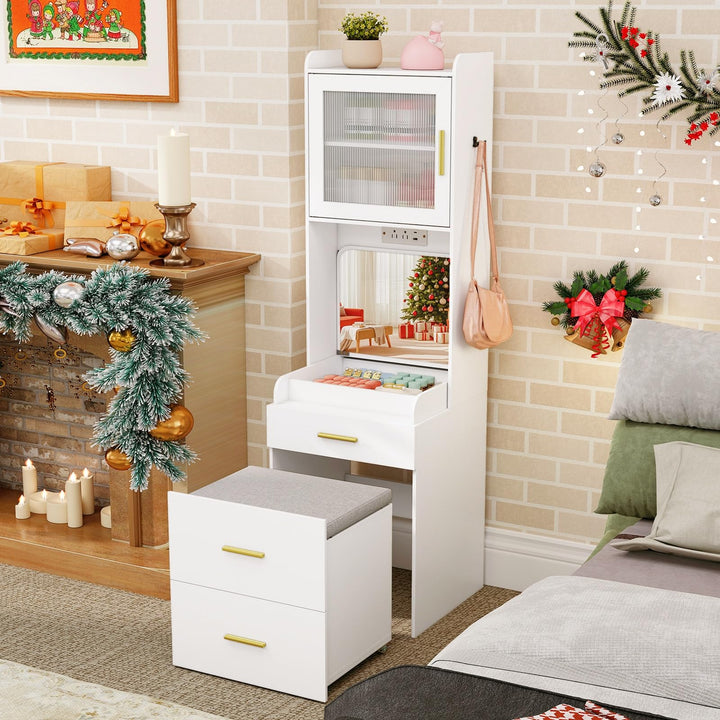 CHARMAID 3-in-1 Vanity Desk with Flip Top Mirror