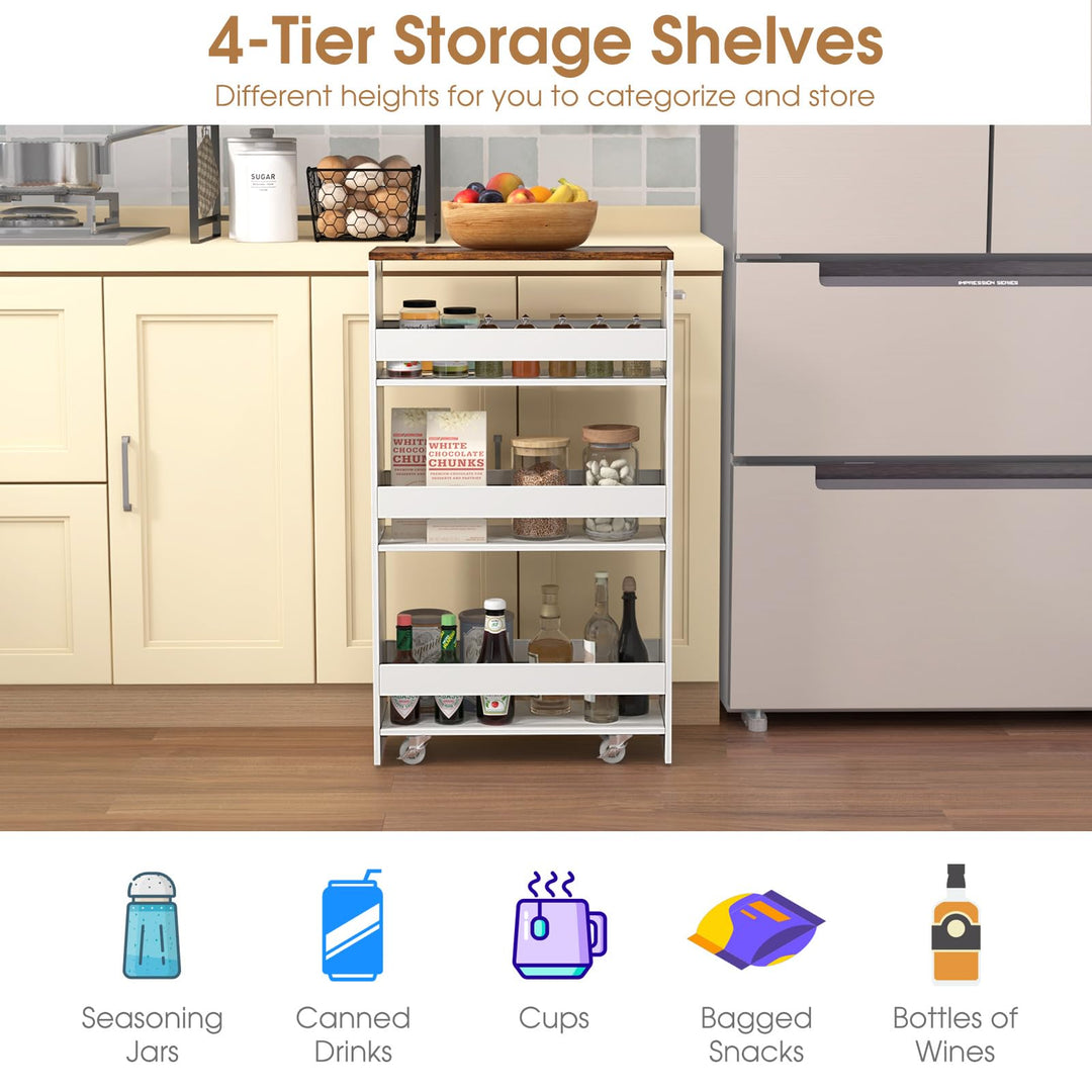 Giantex 4 Tier Rolling Slim Storage Cart