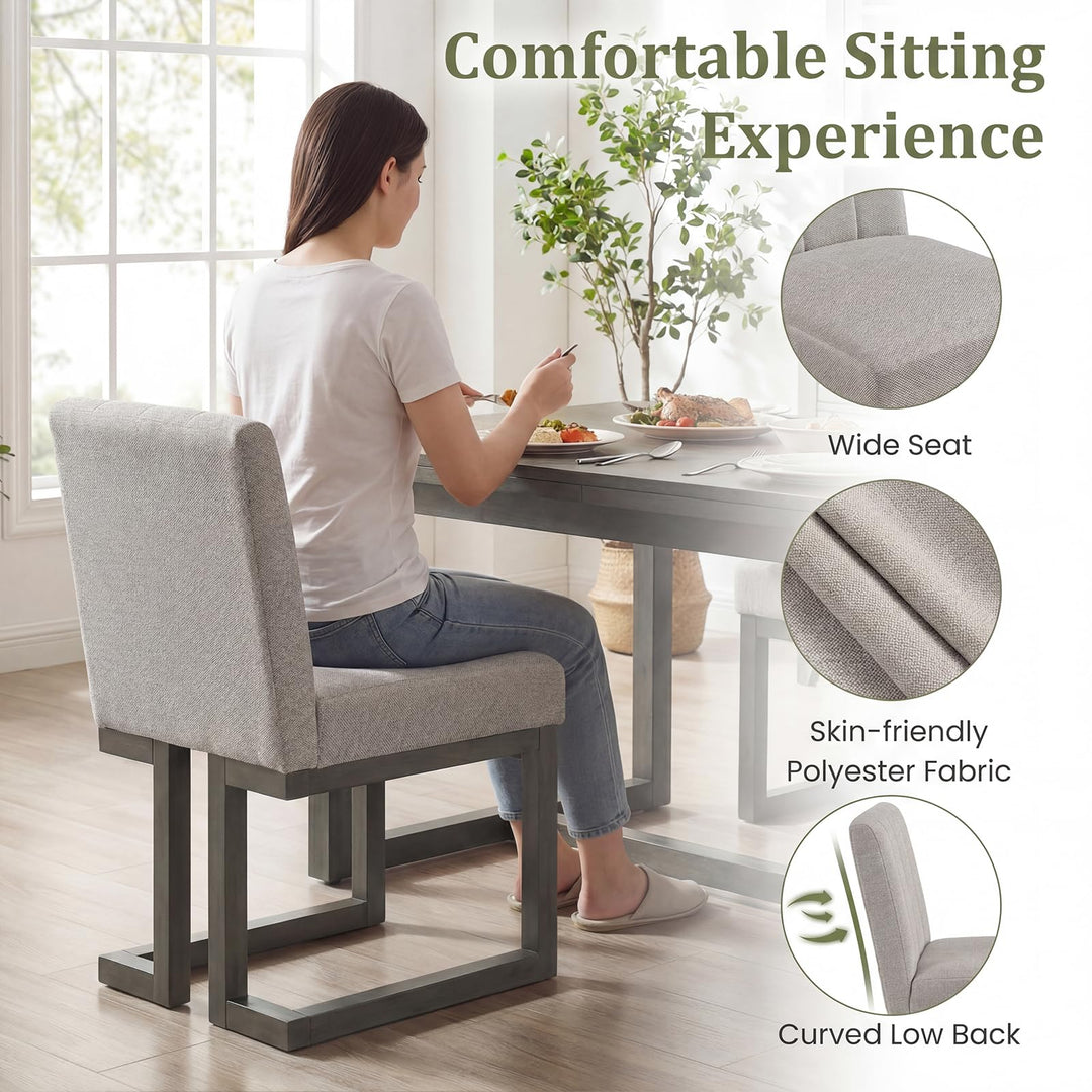 Giantex Farmhouse Fabric Upholstered Kitchen Chairs with 5.5" Thickened Padded Seat
