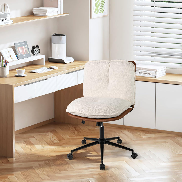 Giantex Faux Fur Desk Chair with Rocking Backrest & Thick Padded Cushion