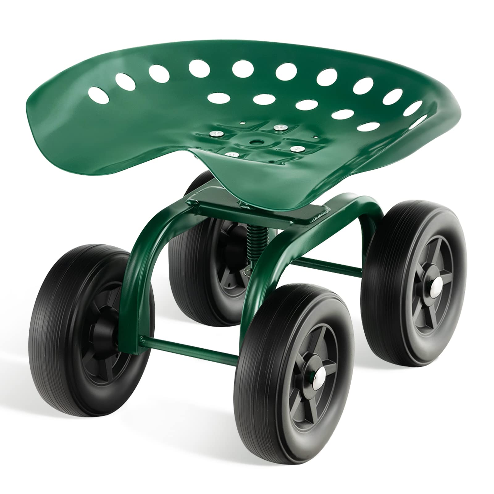 Giantex Garden Cart, Rolling Workseat with 4 Wheels, Garden Stool 360-degree Swivel Work Seat & Adjustable Heigh