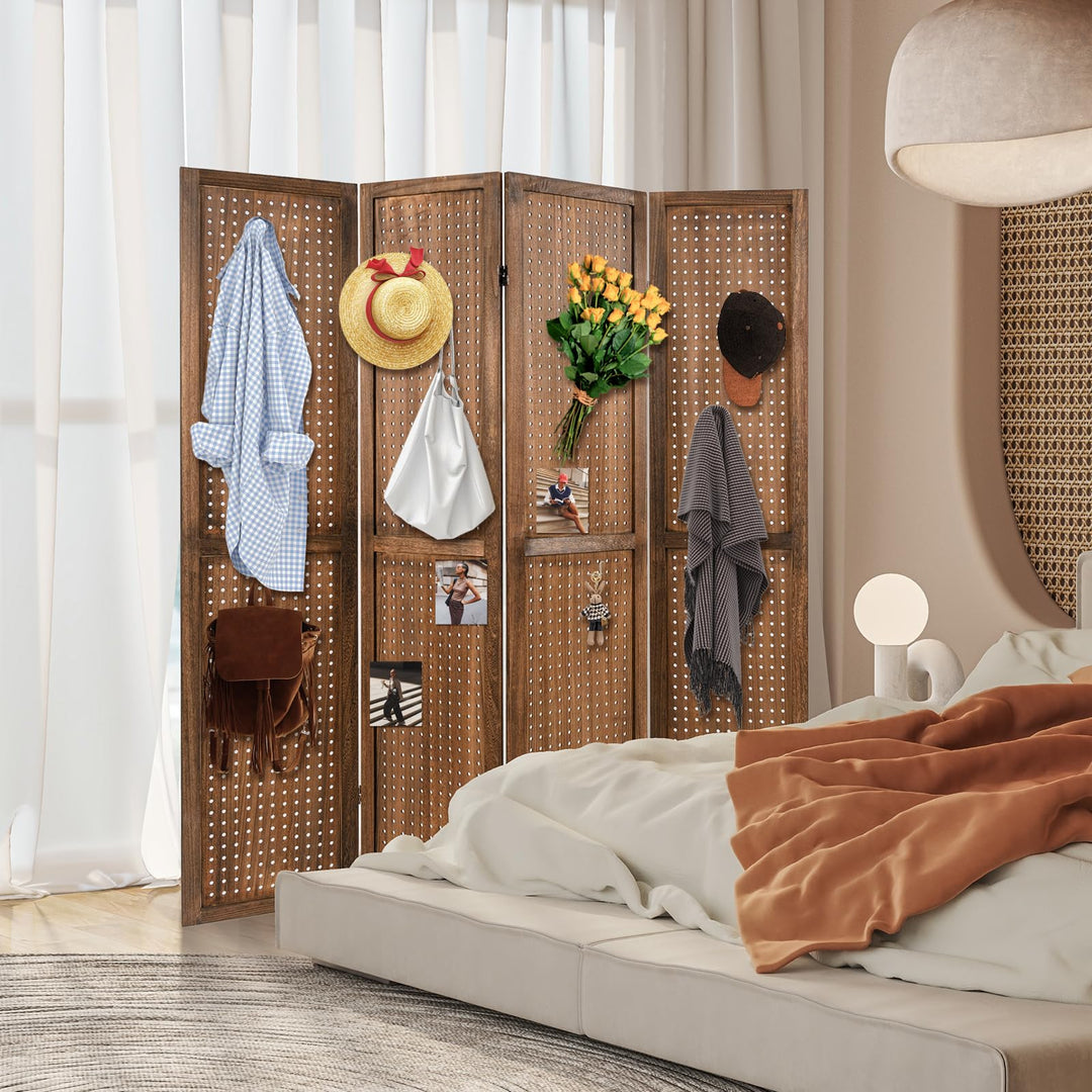 Giantex 4/6 Panel Pegboard Display & Room Divider, 5.6FT Folding Pegboard Stand for Crafting Show Jewelry Retail