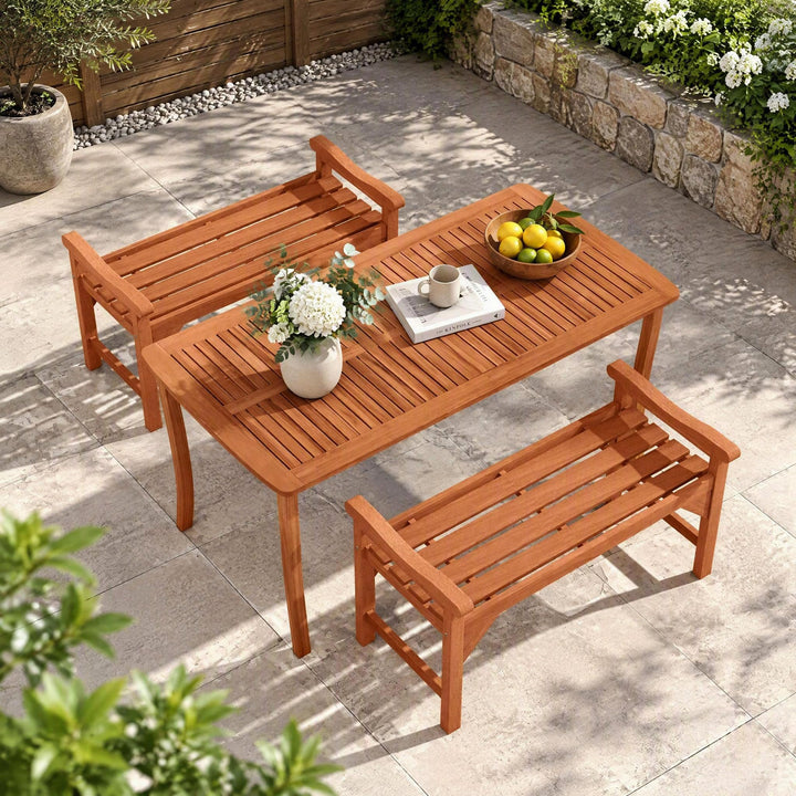 GIANTEX 40" Wooden Backless Garden Bench with Support Handles (1/2)