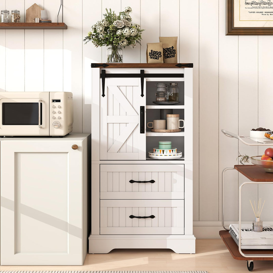 Farmhouse Bathroom Floor Cabinet Freestanding Wooden Storage Organizer