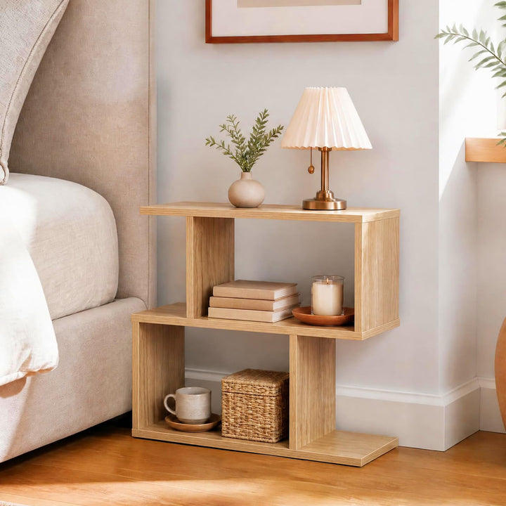 GIANTEX 3-Tier Wood S-Shaped Geometric Bookshelf