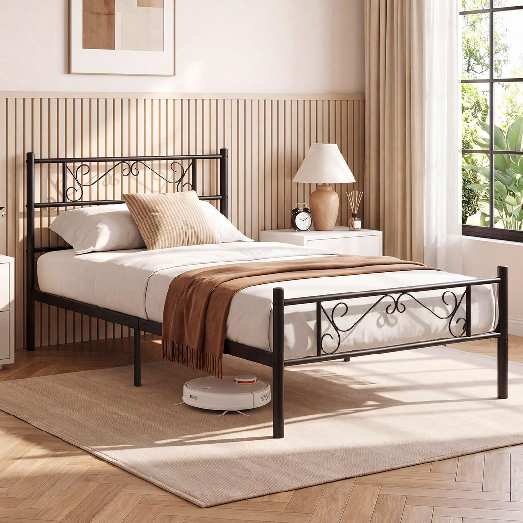 GIANTEX Twin Size Metal Bed Frame with Headboard &amp; Footboard