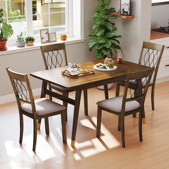 Giantex Dining Chairs Set of 2/4 Fabric Upholstered Armless Kitchen Chairs w/Hollowed Backrest