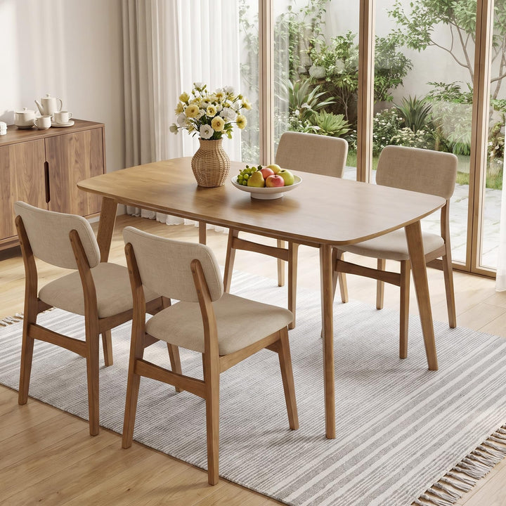 GIANTEX 55" Solid Wood Rectangular Dining Table w/Round Edges for 4-6