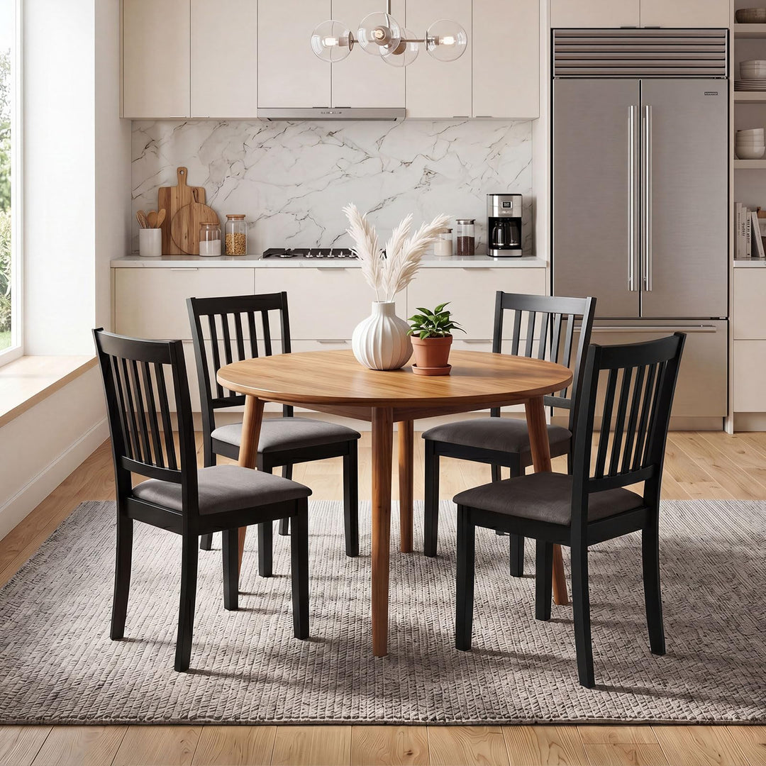 Giantex Modern Farmhouse Wood Slat-Back Kitchen Chairs w/Padded Seat (2/4)