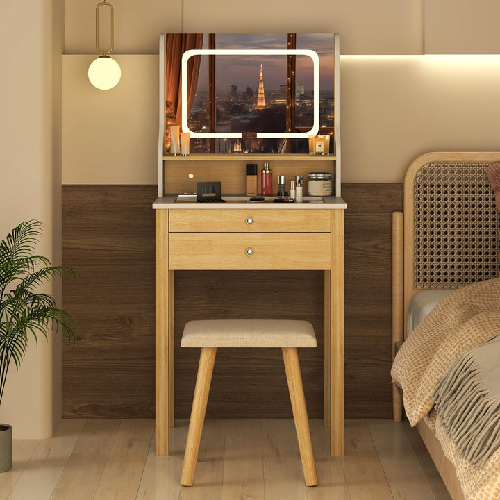 Small Vanity Desk with Mirror and Lights