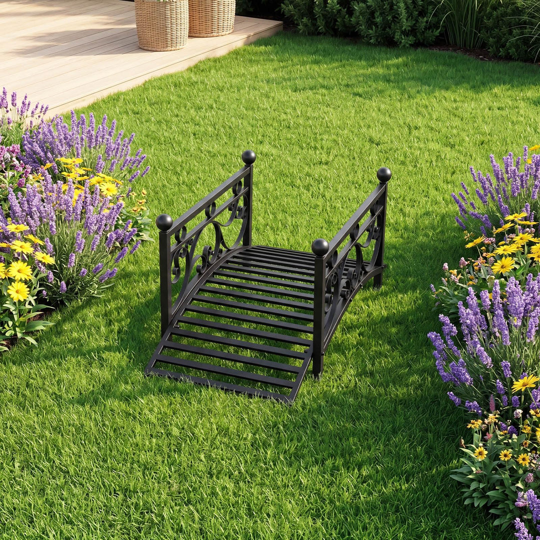 Giantex 3.3 FT Garden Metal Bridge with Dual Patterned Side Rails