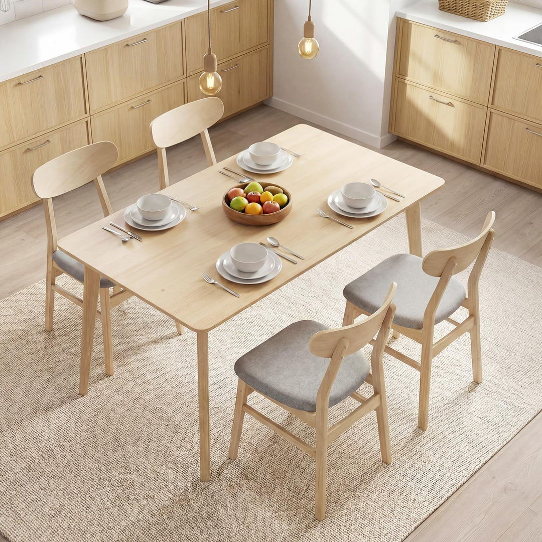 Giantex Wooden Dining Chairs Set of 2/4 Upholstered Kitchen Chairs with Rubber Wood Legs