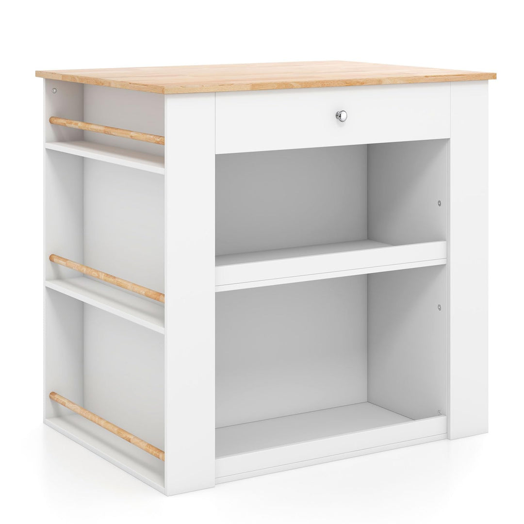 Giantex Kitchen Island with Storage, 2-Door Buffet Cabinet, 6-Tier Spice Racks, Drawer, Shelves