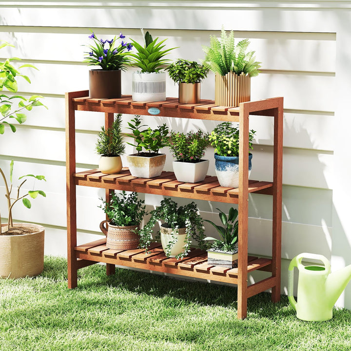 Giantex 3-Tier Solid Wood Plant Stand