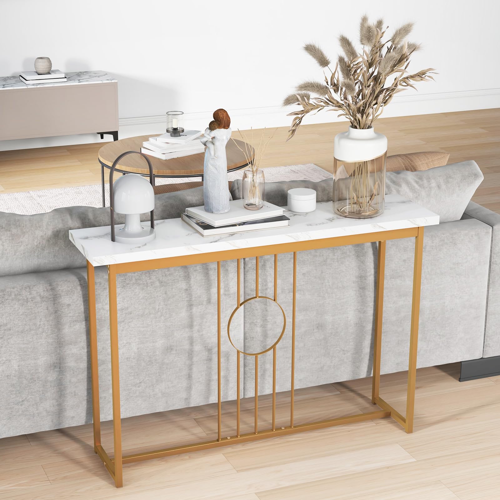 Giantex 47" Entryway Console Table - Faux Marble Console Table