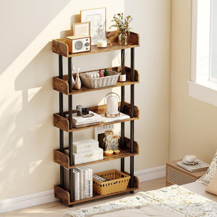 Giantex 5-Tier Bookshelf with Anti-Tipping Kit & Open Storage Organizer for Living Room Bedroom