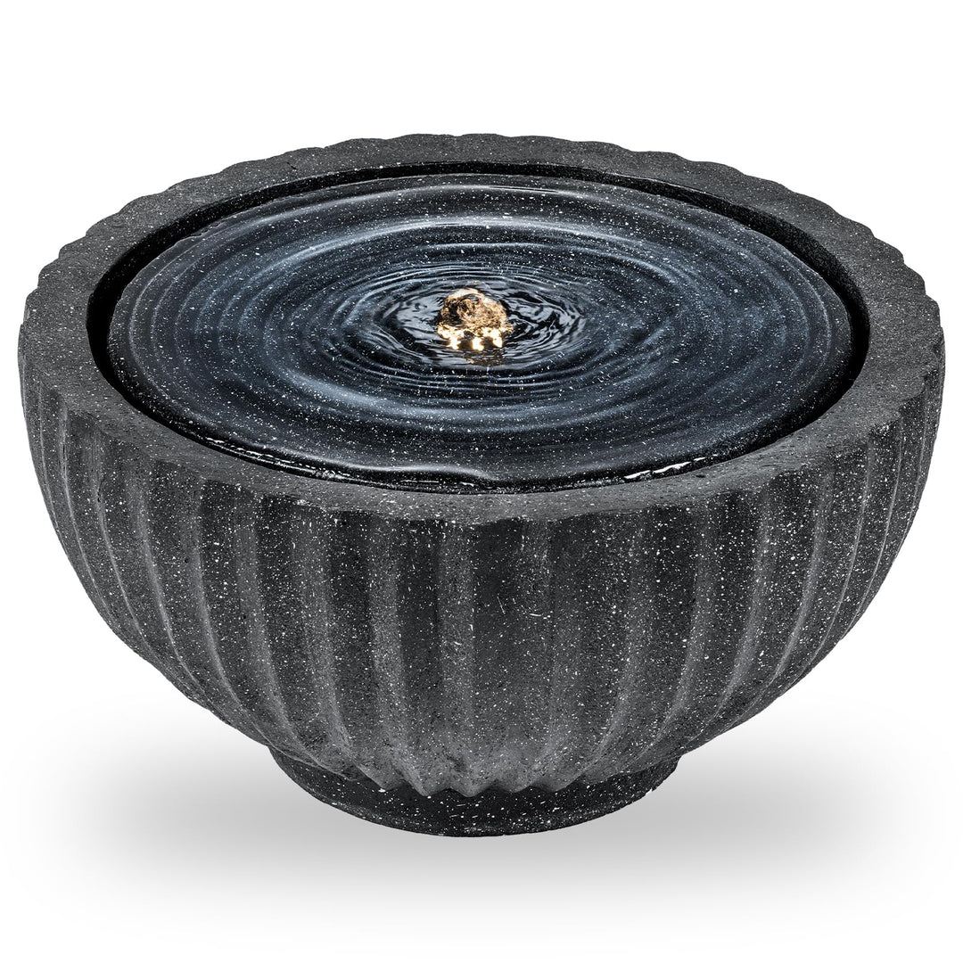 Giantex 17.5"/18" Round Outdoor Water Fountain with 6 LED Lights