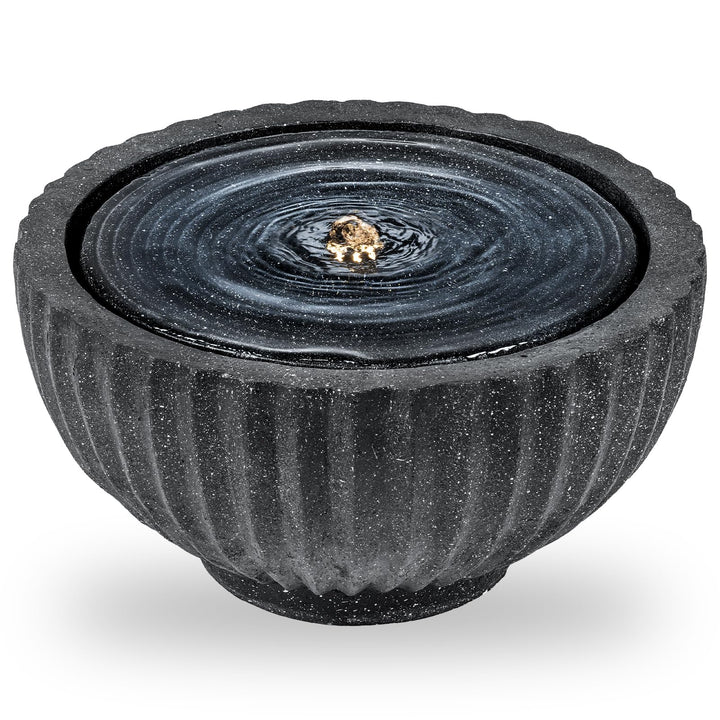 Giantex 17.5"/18" Round Outdoor Water Fountain with 6 LED Lights