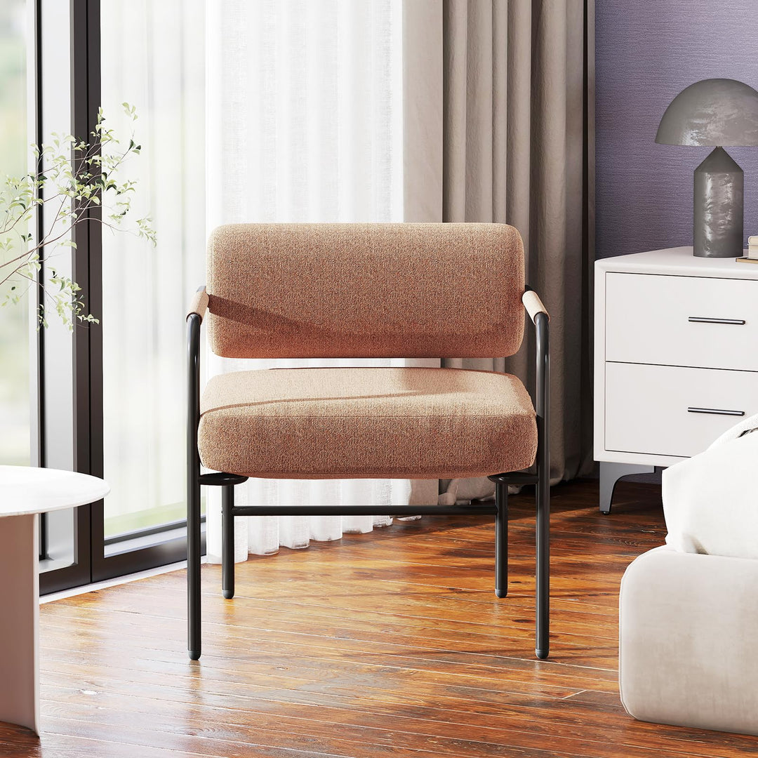 Giantex Velvet Upholstered Living Room Chair with Thickened Backrest & Metal Armrests