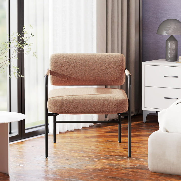 Giantex Velvet Upholstered Living Room Chair with Thickened Backrest & Metal Armrests