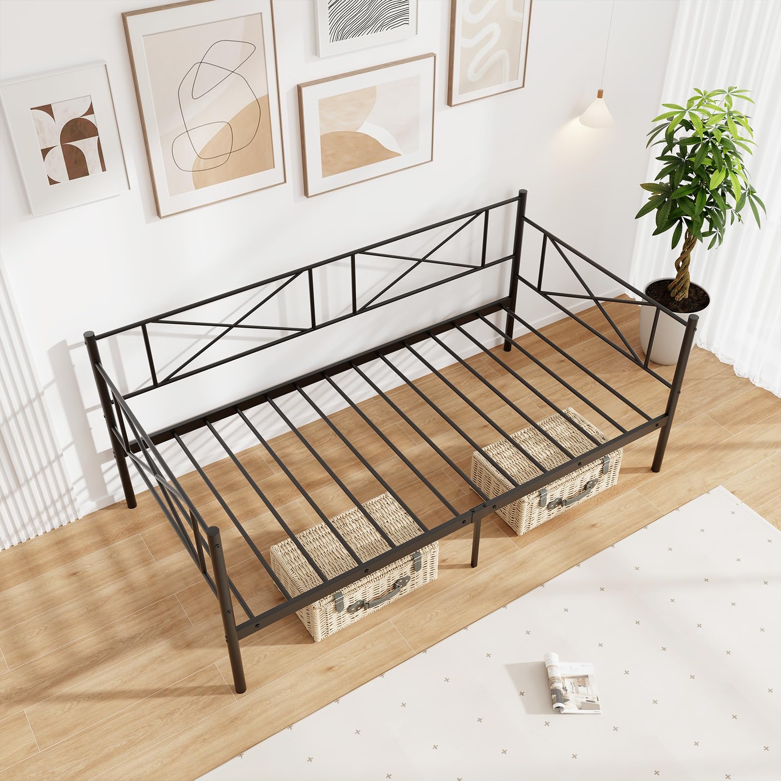 Giantex Twin Size Daybed Frame, Metal Sofa Bed w/Heavy Duty Steel Slats Support