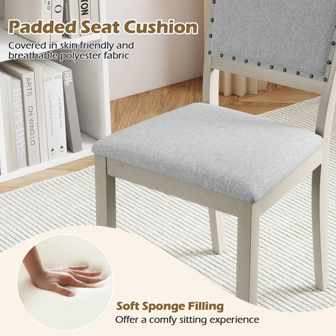 Giantex Dining Chairs Set of 2/4 Fabric Upholstered Kitchen Chairs w/Padded Seat & Back Cushions