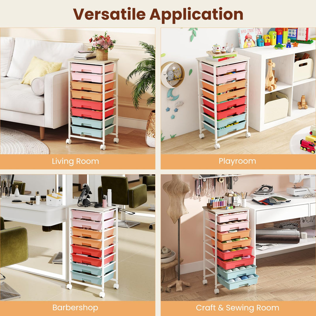 Giantex 8 Drawers Rolling Cart with Wheels for Office School
