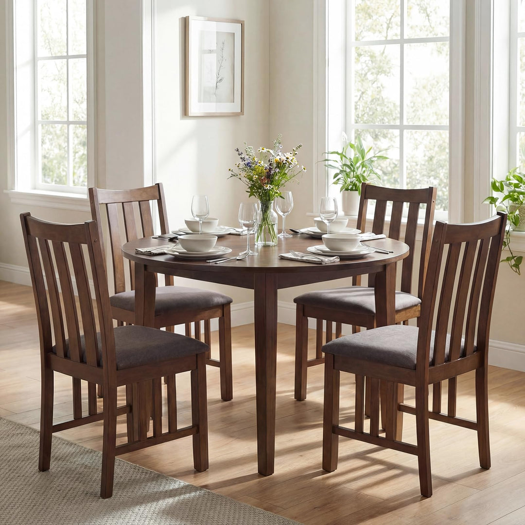 Giantex Rubber Wood Dining Chairs with Upholstered Cushioned Seat (2/4)
