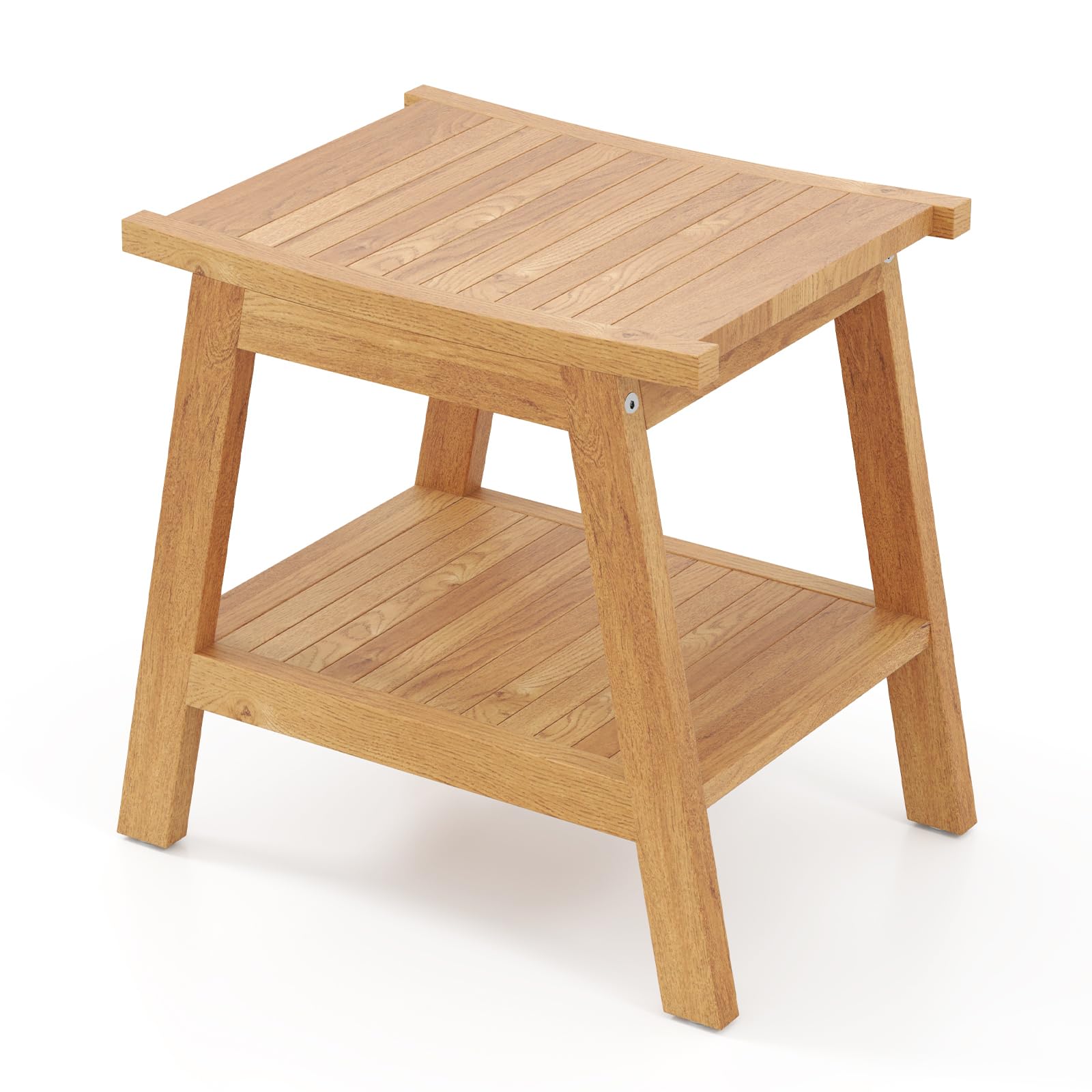 Giantex Teak Shower Bench with Shelf