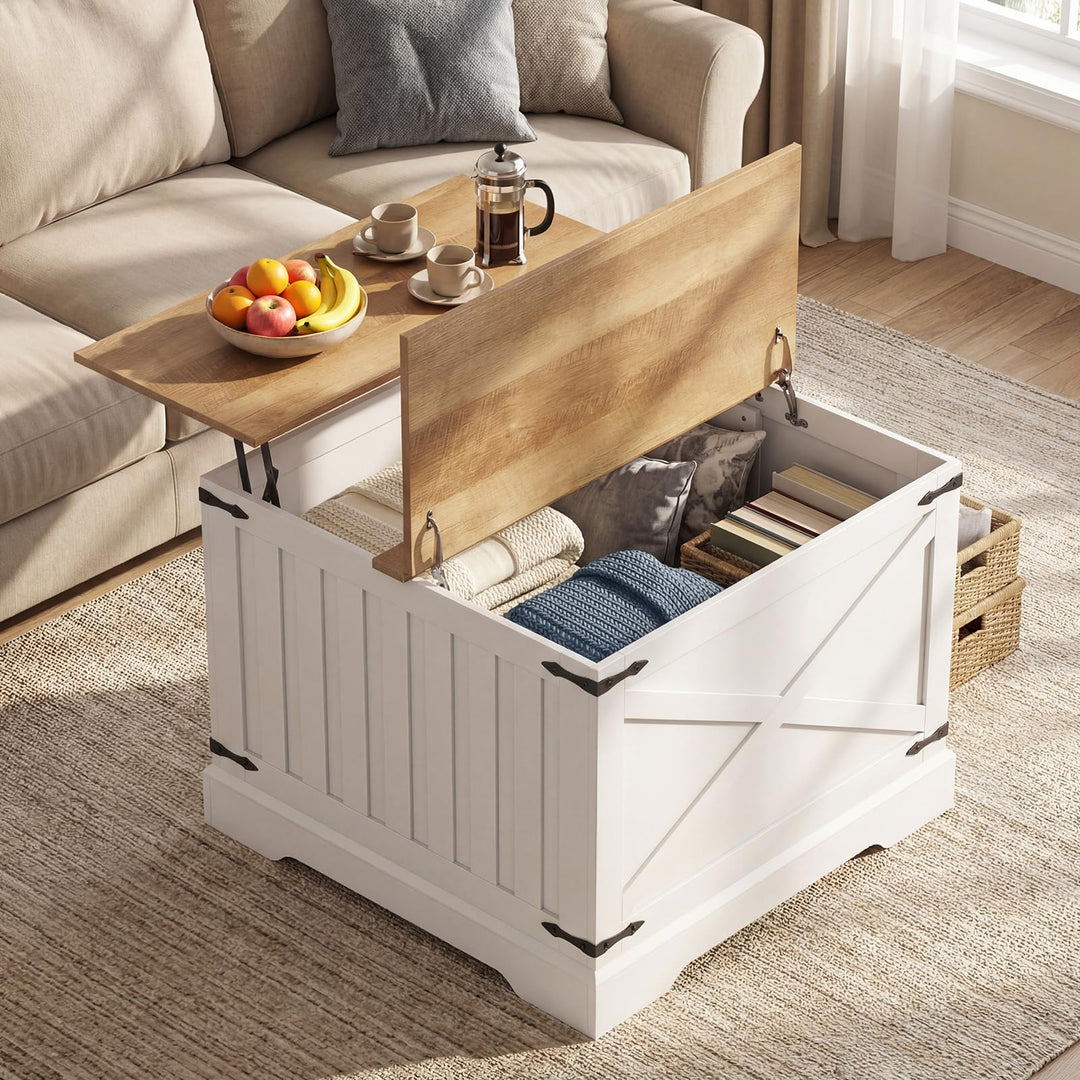 Giantex 31.5" Square Wood Center Table with Large Hidden Storage Compartment & Hinged Lift Top