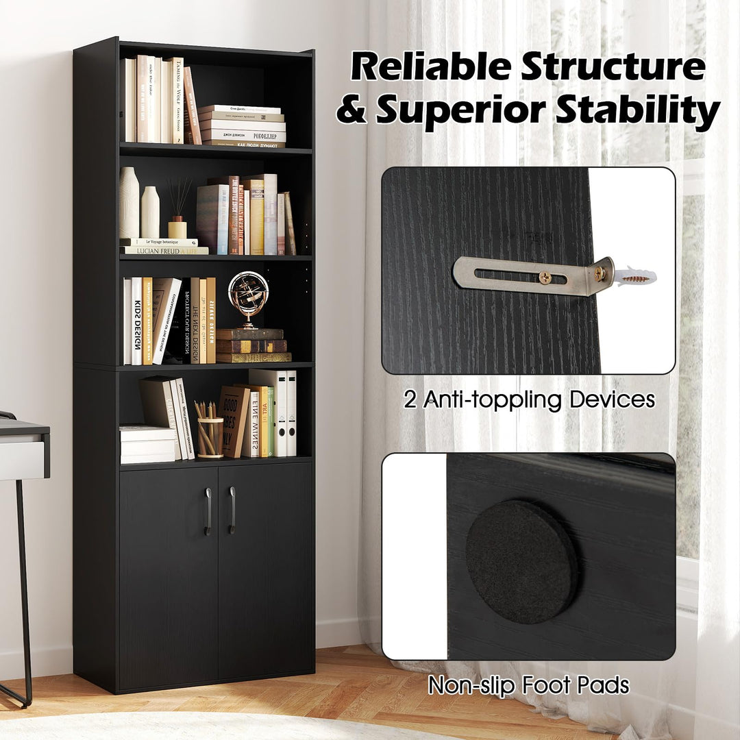 Giantex 70" Bookcase with 2 Doors
