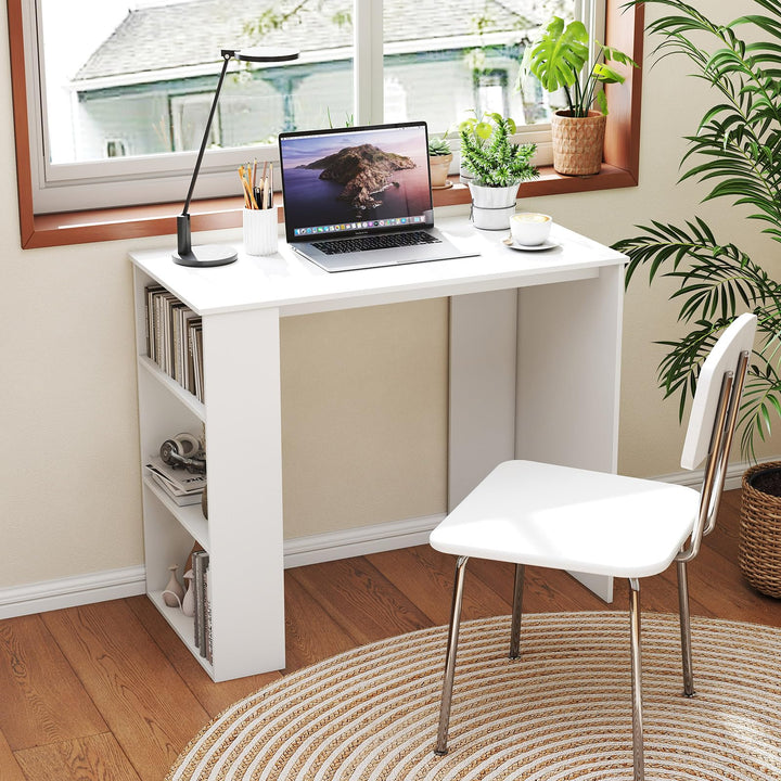 Giantex 35.5 Inch Compact Home Office Desk with Storage Bookshelf