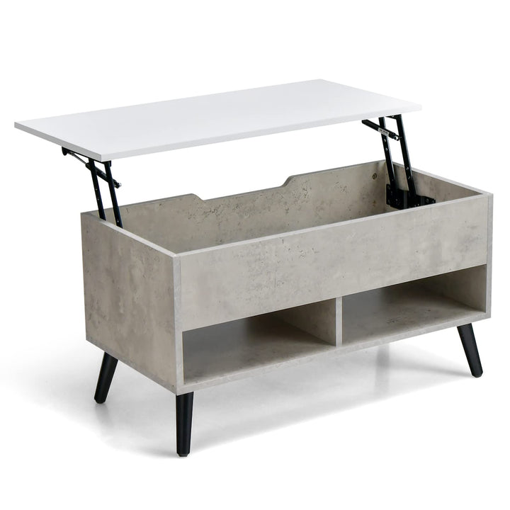Giantex Lift Top Coffee Table, Modern Cocktail Table w/Hidden Compartment & 2 Open Shelves