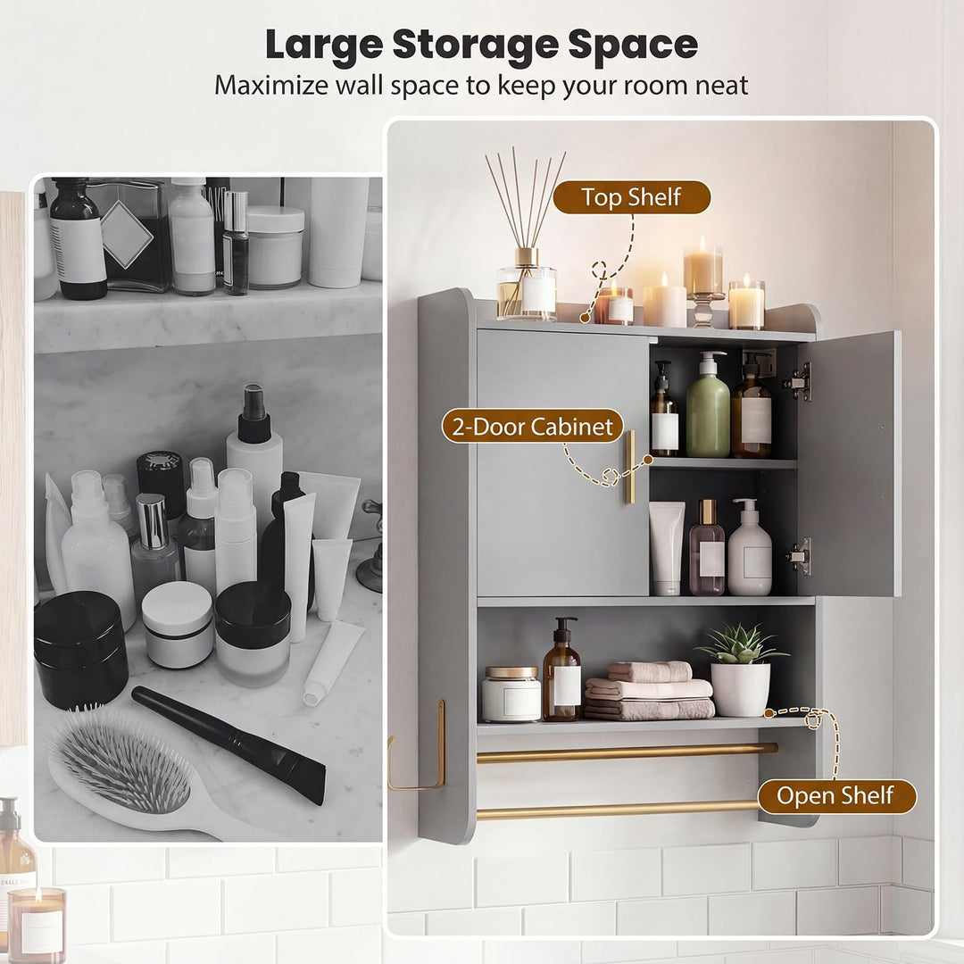 Giantex Bathroom Wall Mounted Medicine Cabinet w/Towel Bars &amp; Toilet Paper Holder
