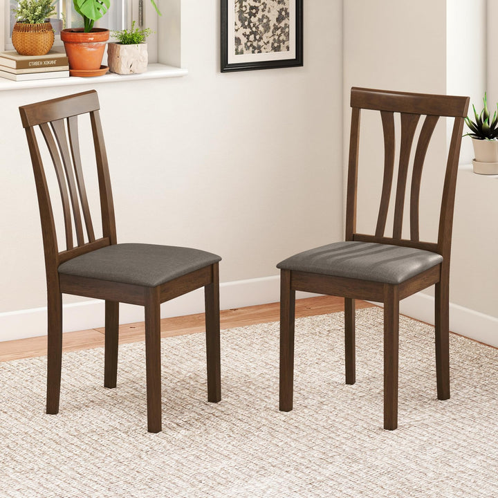 Giantex Wooden Dining Chairs Set of 2/4 Linen Fabric Upholstered Kitchen Armless Chair