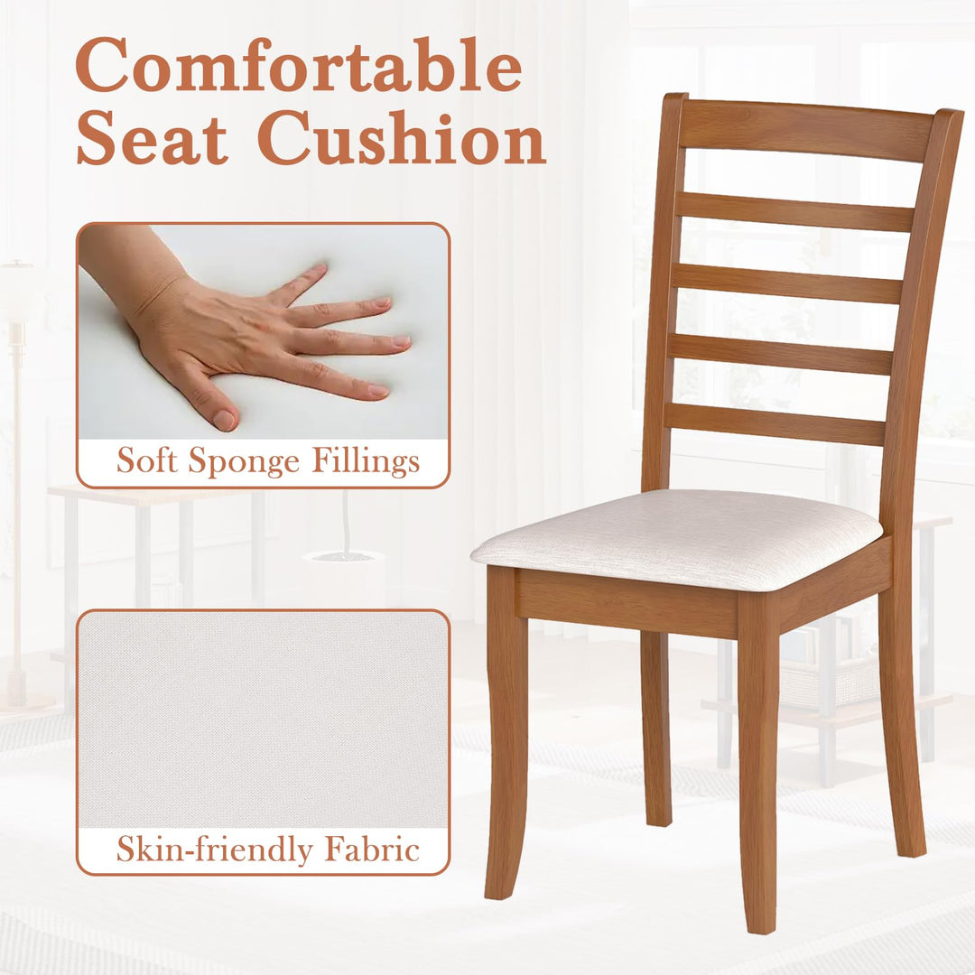 Giantex Wooden Dining Chair Set of 2 or 4 w/Rubber Wood Legs High Slatted Backrest