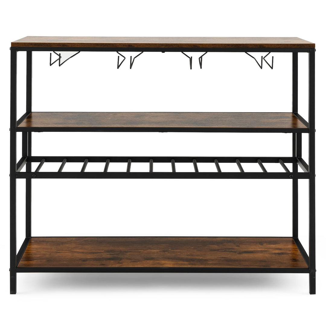 Giantex Wine Rack Table, Freestanding 13-Bottle Wooden Wine Bar Cabinet with Wine Rack