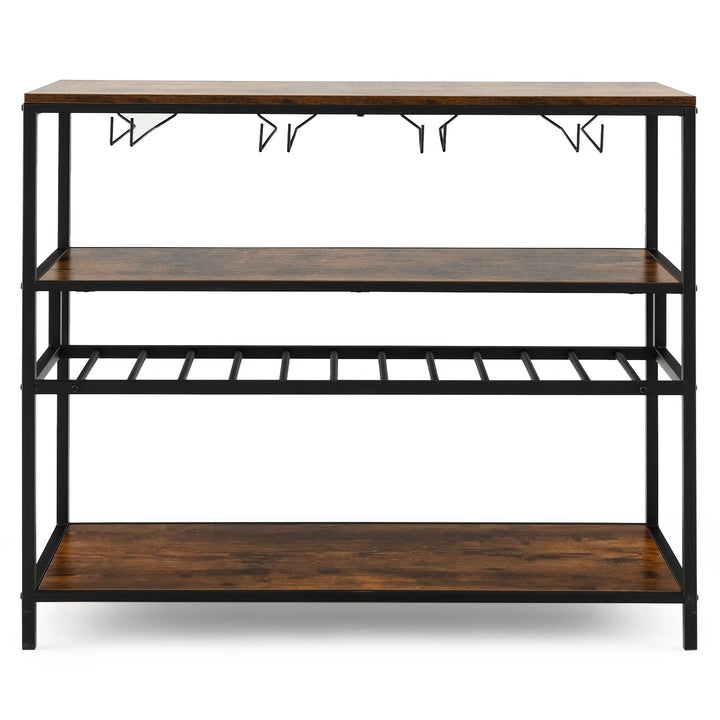 Giantex Wine Rack Table, Freestanding 13-Bottle Wooden Wine Bar Cabinet with Wine Rack